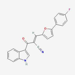 molecular formula C22H13FN2O2 B2922197 (E)-3-(5-(4-fluorophenyl)furan-2-yl)-2-(1H-indole-3-carbonyl)acrylonitrile CAS No. 899942-28-0