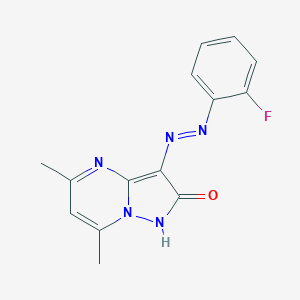 3-[(2-fluorophenyl)diazenyl]-5,7-dimethylpyrazolo[1,5-a]pyrimidin-2(1H)-one