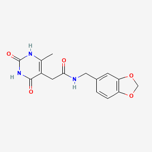 molecular formula C15H15N3O5 B2922205 N-(benzo[d][1,3]dioxol-5-ylmethyl)-2-(6-methyl-2,4-dioxo-1,2,3,4-tetrahydropyrimidin-5-yl)acetamide CAS No. 1170047-53-6