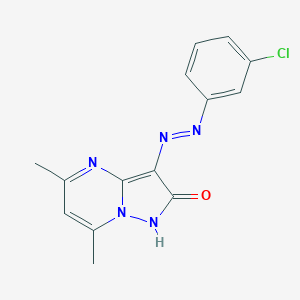molecular formula C14H12ClN5O B292221 3-(3-chlorophenyl)azo-5,7-dimethyl-1H-pyrazolo[1,5-a]pyrimidin-2-one 