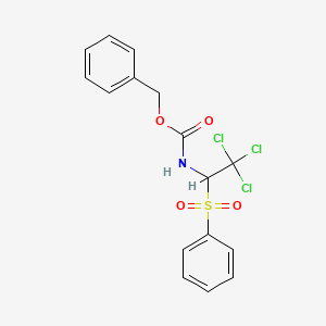molecular formula C16H14Cl3NO4S B2922210 benzyl N-[1-(benzenesulfonyl)-2,2,2-trichloroethyl]carbamate CAS No. 868212-27-5