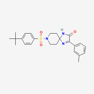 molecular formula C24H29N3O3S B2922212 8-[(4-Tert-butylphenyl)sulfonyl]-3-(3-methylphenyl)-1,4,8-triazaspiro[4.5]dec-3-en-2-one CAS No. 1215729-78-4