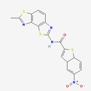 molecular formula C18H12N4O3S3 B2922228 N-(7-甲基-[1,3]噻唑并[5,4-e][1,3]苯并噻唑-2-基)-5-硝基-3a,7a-二氢-1-苯并噻吩-2-甲酰胺 CAS No. 476641-06-2