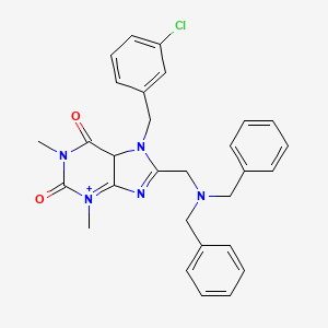 molecular formula C29H28ClN5O2 B2922246 7-[(3-chlorophenyl)methyl]-8-[(dibenzylamino)methyl]-1,3-dimethyl-2,3,6,7-tetrahydro-1H-purine-2,6-dione CAS No. 851939-95-2