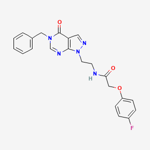 molecular formula C22H20FN5O3 B2922251 N-(2-(5-benzyl-4-oxo-4,5-dihydro-1H-pyrazolo[3,4-d]pyrimidin-1-yl)ethyl)-2-(4-fluorophenoxy)acetamide CAS No. 922056-09-5
