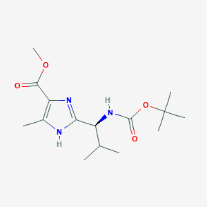 molecular formula C15H25N3O4 B2922260 methyl 2-((1S)-1-((tert-butoxycarbonyl)amino)-2-methylpropyl)-5-methyl-1H-imidazole-4-carboxylate CAS No. 790663-93-3
