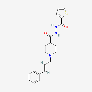 molecular formula C20H23N3O2S B2922262 1-[(2E)-3-苯基丙-2-烯-1-基]-N'-(噻吩-2-羰基)哌啶-4-碳酰肼 CAS No. 478079-00-4