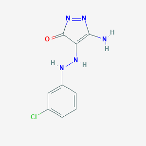 molecular formula C9H8ClN5O B292227 5-amino-4-[2-(3-chlorophenyl)hydrazinyl]pyrazol-3-one 