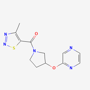 (4-Methyl-1,2,3-thiadiazol-5-yl)(3-(pyrazin-2-yloxy)pyrrolidin-1-yl)methanone