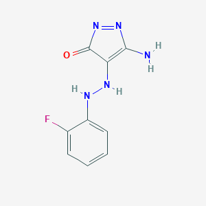 molecular formula C9H8FN5O B292228 5-amino-4-[2-(2-fluorophenyl)hydrazinyl]pyrazol-3-one 