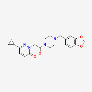 molecular formula C21H24N4O4 B2922280 2-(2-(4-(benzo[d][1,3]dioxol-5-ylmethyl)piperazin-1-yl)-2-oxoethyl)-6-cyclopropylpyridazin-3(2H)-one CAS No. 2034304-96-4