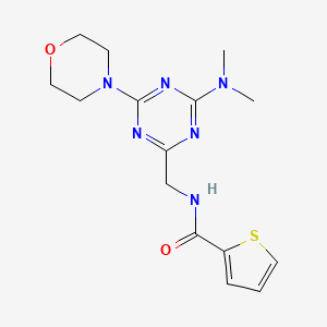 molecular formula C15H20N6O2S B2922284 N-((4-(dimethylamino)-6-morpholino-1,3,5-triazin-2-yl)methyl)thiophene-2-carboxamide CAS No. 2034550-59-7