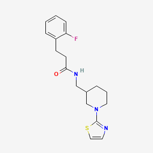 molecular formula C18H22FN3OS B2922288 3-(2-fluorophenyl)-N-((1-(thiazol-2-yl)piperidin-3-yl)methyl)propanamide CAS No. 1705056-86-5