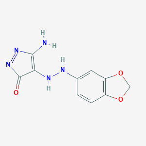 molecular formula C10H9N5O3 B292229 5-amino-4-[2-(1,3-benzodioxol-5-yl)hydrazinyl]pyrazol-3-one 