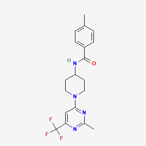 molecular formula C19H21F3N4O B2922292 4-methyl-N-{1-[2-methyl-6-(trifluoromethyl)pyrimidin-4-yl]piperidin-4-yl}benzamide CAS No. 1775411-44-3