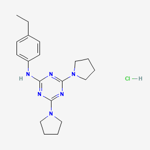 molecular formula C19H27ClN6 B2922294 N-(4-乙基苯基)-4,6-二(吡咯烷-1-基)-1,3,5-三嗪-2-胺盐酸盐 CAS No. 1179467-70-9