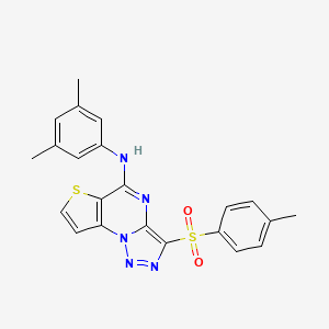 molecular formula C22H19N5O2S2 B2922297 N-(3,5-dimethylphenyl)-3-[(4-methylphenyl)sulfonyl]thieno[2,3-e][1,2,3]triazolo[1,5-a]pyrimidin-5-amine CAS No. 892733-76-5