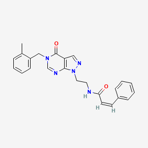 molecular formula C24H23N5O2 B2922303 (Z)-N-(2-(5-(2-methylbenzyl)-4-oxo-4,5-dihydro-1H-pyrazolo[3,4-d]pyrimidin-1-yl)ethyl)-3-phenylacrylamide CAS No. 955532-59-9