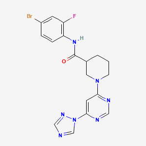 molecular formula C18H17BrFN7O B2922308 1-(6-(1H-1,2,4-三唑-1-基)嘧啶-4-基)-N-(4-溴-2-氟苯基)哌啶-3-甲酰胺 CAS No. 1797696-12-8