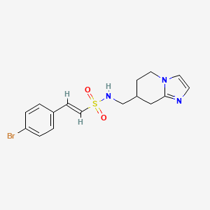 molecular formula C16H18BrN3O2S B2922310 (E)-2-(4-Bromophenyl)-N-(5,6,7,8-tetrahydroimidazo[1,2-a]pyridin-7-ylmethyl)ethenesulfonamide CAS No. 2111906-66-0