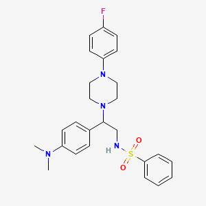 molecular formula C26H31FN4O2S B2922314 N-{2-[4-(dimethylamino)phenyl]-2-[4-(4-fluorophenyl)piperazin-1-yl]ethyl}benzenesulfonamide CAS No. 932293-43-1
