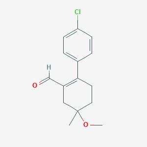 molecular formula C15H17ClO2 B2922317 2-(4-chlorophenyl)-5-methoxy-5-methyl-1-Cyclohexene-1-carboxaldehyde CAS No. 1256547-39-3