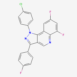 molecular formula C22H11ClF3N3 B2922318 1-(4-氯苯基)-6,8-二氟-3-(4-氟苯基)-1H-吡唑并[4,3-c]喹啉 CAS No. 901247-81-2