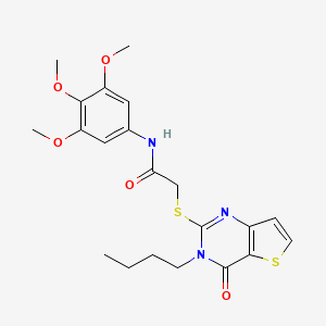 molecular formula C21H25N3O5S2 B2922322 2-({3-butyl-4-oxo-3H,4H-thieno[3,2-d]pyrimidin-2-yl}sulfanyl)-N-(3,4,5-trimethoxyphenyl)acetamide CAS No. 1252928-07-6