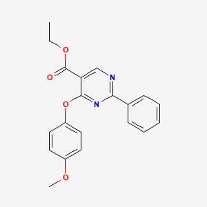 molecular formula C20H18N2O4 B2922323 Ethyl 4-(4-methoxyphenoxy)-2-phenyl-5-pyrimidinecarboxylate CAS No. 477854-83-4