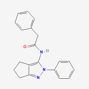 molecular formula C20H19N3O B2922332 2-phenyl-N-(2-phenyl-2,4,5,6-tetrahydrocyclopenta[c]pyrazol-3-yl)acetamide CAS No. 1209856-28-9