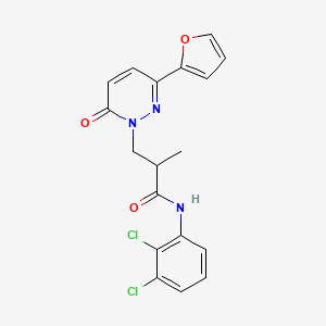 molecular formula C18H15Cl2N3O3 B2922334 N-(2,3-dichlorophenyl)-3-(3-(furan-2-yl)-6-oxopyridazin-1(6H)-yl)-2-methylpropanamide CAS No. 1286710-33-5