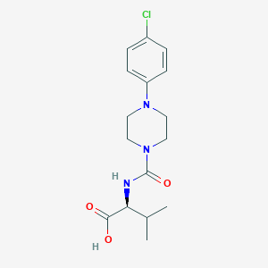 molecular formula C16H22ClN3O3 B2922340 (2S)-2-[[4-(4-Chlorophenyl)piperazine-1-carbonyl]amino]-3-methylbutanoic acid CAS No. 1443987-60-7
