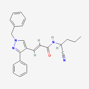 molecular formula C24H24N4O B2922341 (E)-3-(1-苄基-3-苯基吡唑-4-基)-N-(1-氰基丁基)丙-2-烯酰胺 CAS No. 1241688-73-2