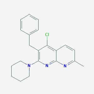 molecular formula C21H22ClN3 B292235 3-Benzyl-4-chloro-7-methyl-2-(piperid-1-yl)-1,8-naphthyridine 