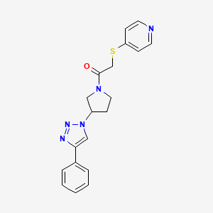 molecular formula C19H19N5OS B2922353 1-(3-(4-phenyl-1H-1,2,3-triazol-1-yl)pyrrolidin-1-yl)-2-(pyridin-4-ylthio)ethanone CAS No. 2034302-99-1