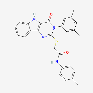 molecular formula C27H24N4O2S B2922360 2-[[3-(3,5-dimethylphenyl)-4-oxo-5H-pyrimido[5,4-b]indol-2-yl]sulfanyl]-N-(4-methylphenyl)acetamide CAS No. 536705-50-7