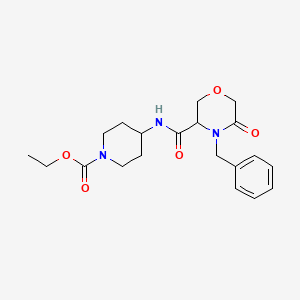 molecular formula C20H27N3O5 B2922362 Ethyl 4-(4-benzyl-5-oxomorpholine-3-carboxamido)piperidine-1-carboxylate CAS No. 1351581-88-8
