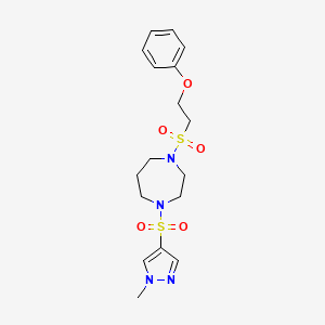 molecular formula C17H24N4O5S2 B2922365 1-((1-methyl-1H-pyrazol-4-yl)sulfonyl)-4-((2-phenoxyethyl)sulfonyl)-1,4-diazepane CAS No. 2034489-58-0