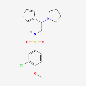 molecular formula C17H21ClN2O3S2 B2922367 3-chloro-4-methoxy-N-(2-(pyrrolidin-1-yl)-2-(thiophen-3-yl)ethyl)benzenesulfonamide CAS No. 954598-04-0