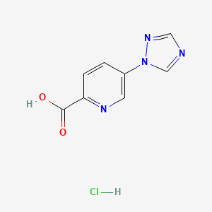 molecular formula C8H7ClN4O2 B2922372 5-(1H-1,2,4-triazol-1-yl)pyridine-2-carboxylic acid hydrochloride CAS No. 1803601-16-2