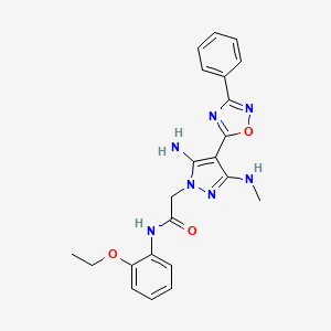 molecular formula C22H23N7O3 B2922375 2-(5-amino-3-(methylamino)-4-(3-phenyl-1,2,4-oxadiazol-5-yl)-1H-pyrazol-1-yl)-N-(2-ethoxyphenyl)acetamide CAS No. 1171088-49-5