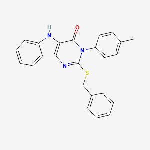 molecular formula C24H19N3OS B2922376 2-benzylsulfanyl-3-(4-methylphenyl)-5H-pyrimido[5,4-b]indol-4-one CAS No. 536704-98-0