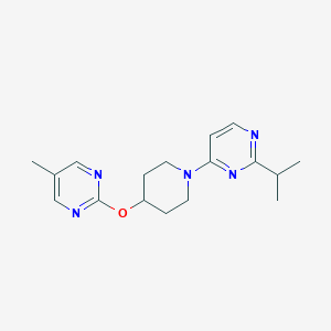 molecular formula C17H23N5O B2922379 4-[4-(5-Methylpyrimidin-2-yl)oxypiperidin-1-yl]-2-propan-2-ylpyrimidine CAS No. 2380143-67-7