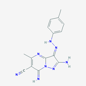 molecular formula C15H14N8 B292238 (3Z)-2-amino-7-imino-5-methyl-3-[(4-methylphenyl)hydrazinylidene]pyrazolo[1,5-a]pyrimidine-6-carbonitrile 