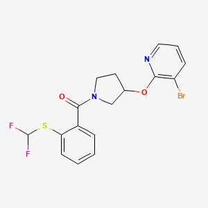 molecular formula C17H15BrF2N2O2S B2922401 (3-((3-Bromopyridin-2-yl)oxy)pyrrolidin-1-yl)(2-((difluoromethyl)thio)phenyl)methanone CAS No. 1904096-36-1