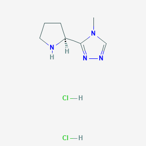 molecular formula C7H14Cl2N4 B2922406 4-Methyl-3-[(2S)-pyrrolidin-2-yl]-1,2,4-triazole;dihydrochloride CAS No. 2580114-65-2