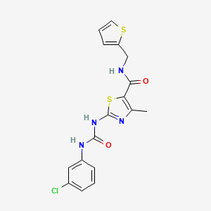 molecular formula C17H15ClN4O2S2 B2922410 2-(3-(3-chlorophenyl)ureido)-4-methyl-N-(thiophen-2-ylmethyl)thiazole-5-carboxamide CAS No. 941886-68-6