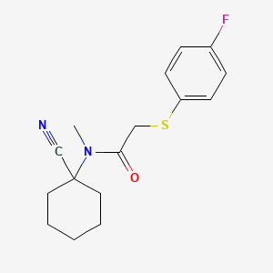 molecular formula C16H19FN2OS B2922418 N-(1-cyanocyclohexyl)-2-(4-fluorophenyl)sulfanyl-N-methylacetamide CAS No. 875298-46-7