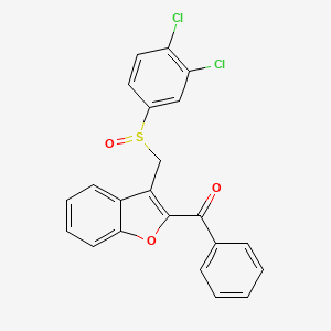 molecular formula C22H14Cl2O3S B2922420 (3-{[(3,4-Dichlorophenyl)sulfinyl]methyl}-1-benzofuran-2-yl)(phenyl)methanone CAS No. 338423-92-0