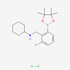 molecular formula C19H30BClFNO2 B2922422 2-(N-Cyclohexylaminomethyl)-3-fluorophenylboronic acid, pinacol ester, HCl CAS No. 2096340-27-9
